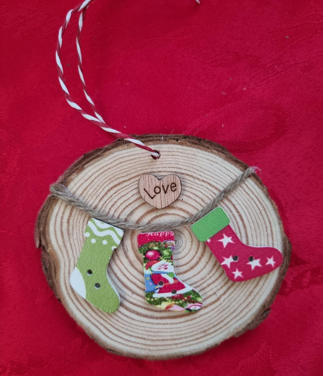 Hand Crafted Christmas Tree decorations with stockings