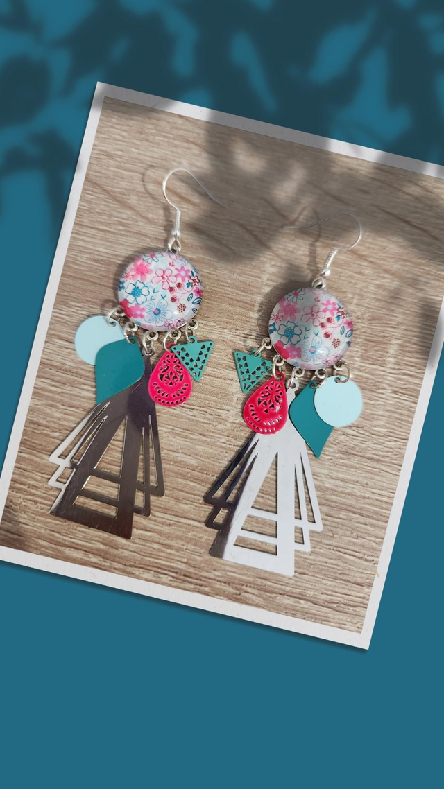 Boucles cabochon fleurs 212