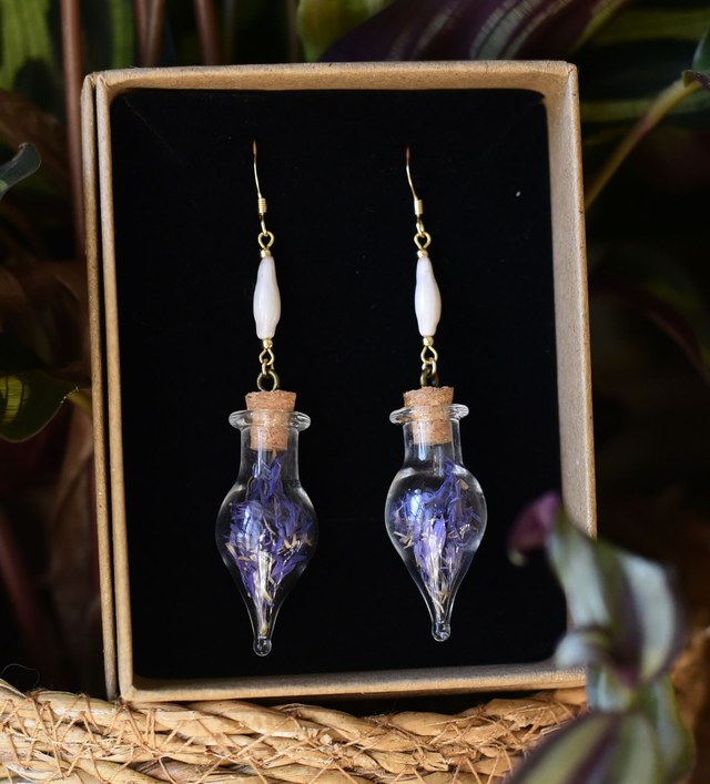 boucles d’oreilles fioles bleuet 