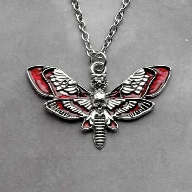 Red Death's Head Moth Necklace 