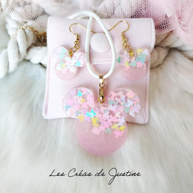 Parure collier et boucles d&#039;oreilles Mickey pop&#039;s 