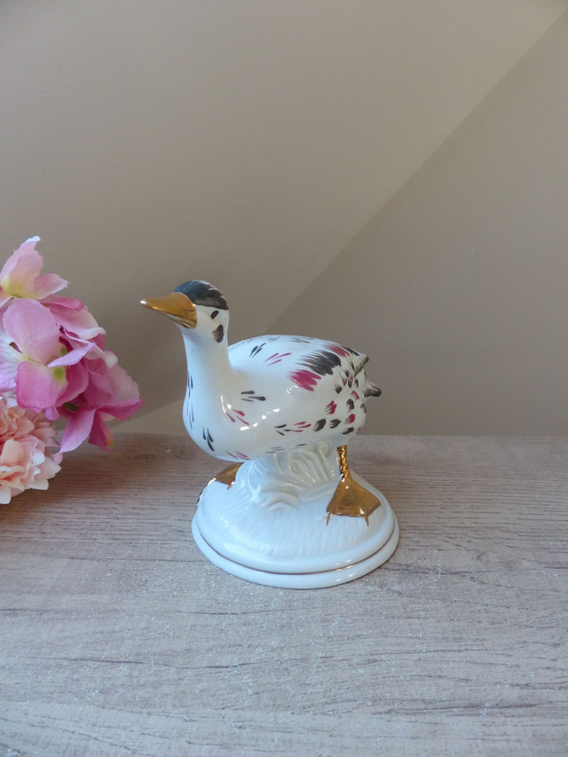 Sculpture Oiseau Canard en Porcelaine Fine Portugal, Statuette en Porcelaine Oiseau Canard Décoration Maison Campagne Cottage Collection