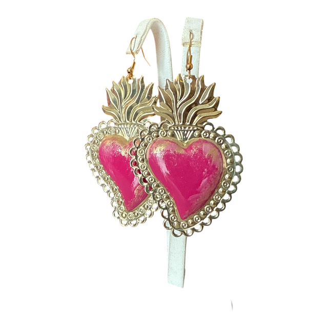 Orecchini cuore sacro rosa 25AN-4