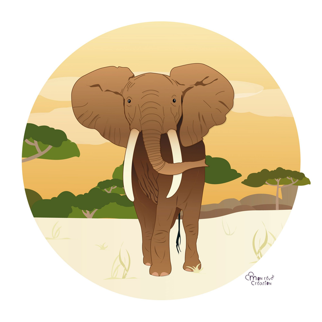 Affiche Savane Éléphant