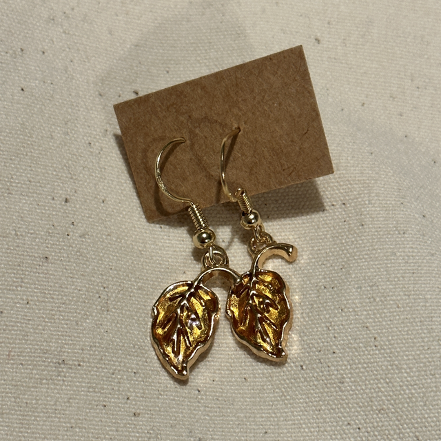 Yellow leaf hook earrings 