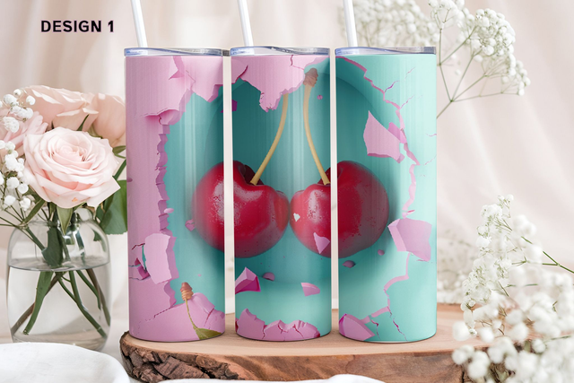 3D Effect Cherry Tumbler - other designs available 