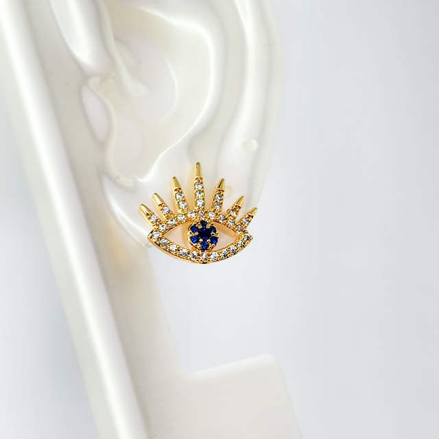 Brinco Olho Grego Cravejado – Ouro