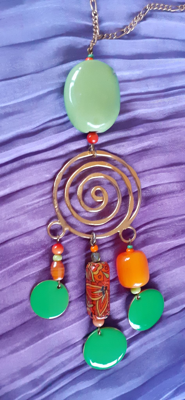 Parure Colorfield Collier & Boucles d'oreilles Couleurs Orange & Vert pomme