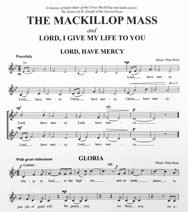 RCM112 THE MACKILLOP MASS / LORD I GIVE MY LIFE ...  CHOIR ONLY EDITION 