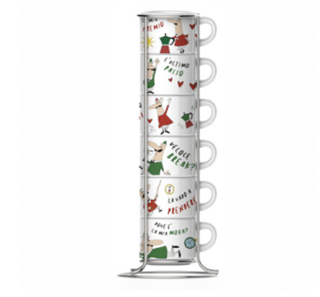 Bialetti Set 6 tasses empilables - Multicolore - 65 ml