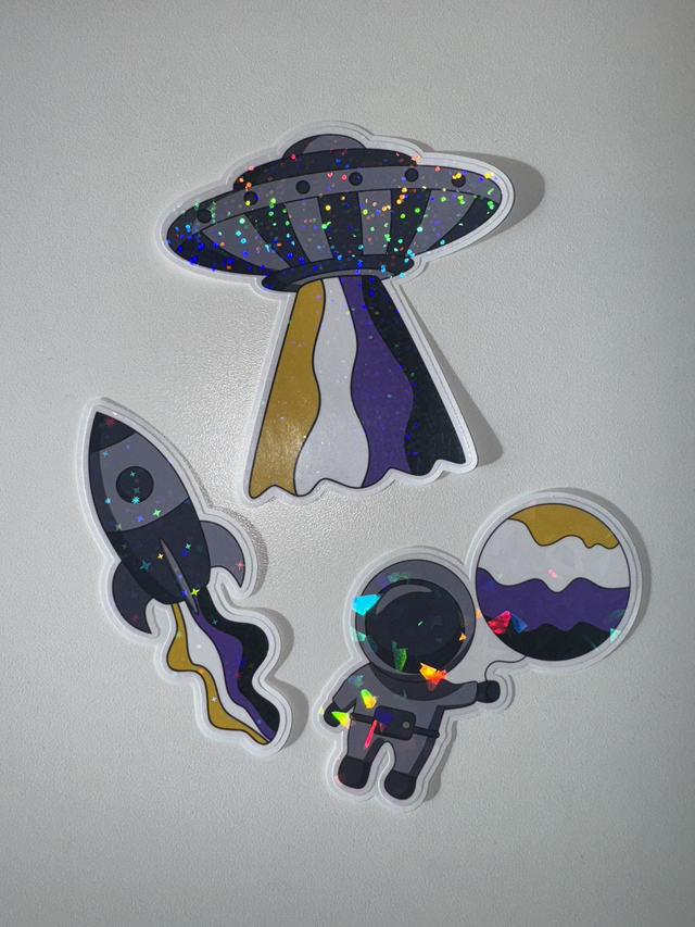 Galaxy Non-Binary Pride Glitter Stickers