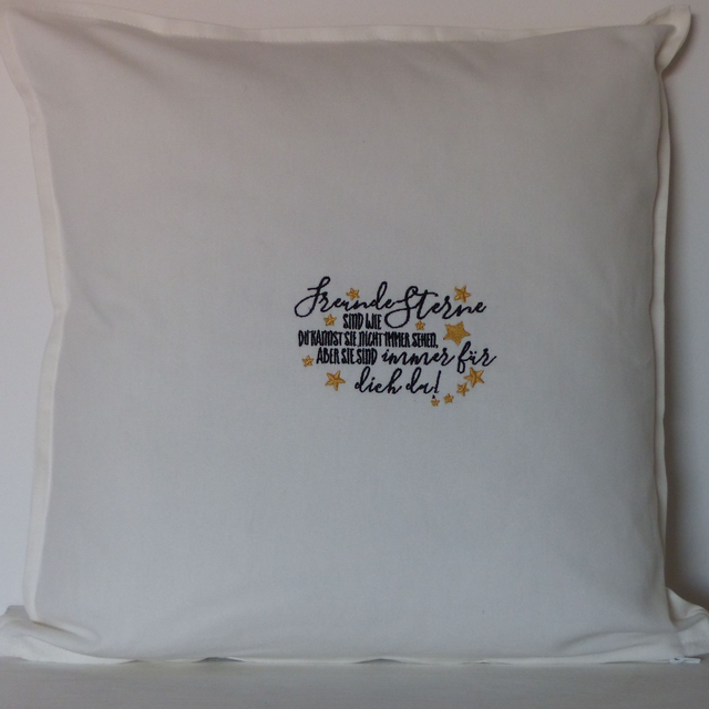 Kissenhülle weiß „Freunde sind wie Sterne“