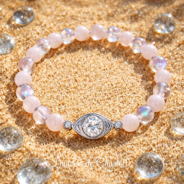 Bracelet "Quartz rose" - Perle 6 mm - REF02