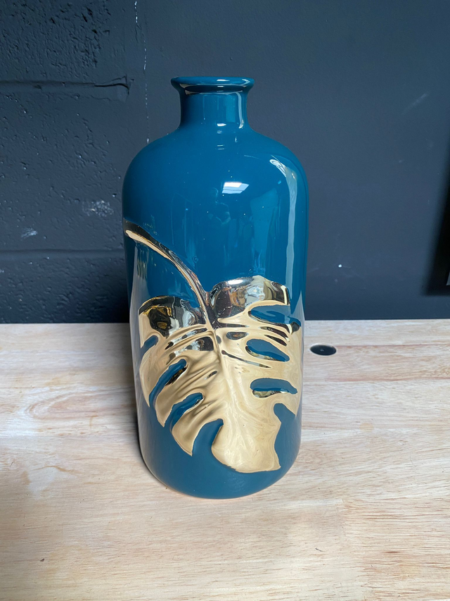 Décoration Vase Motif Feuille (Vert)