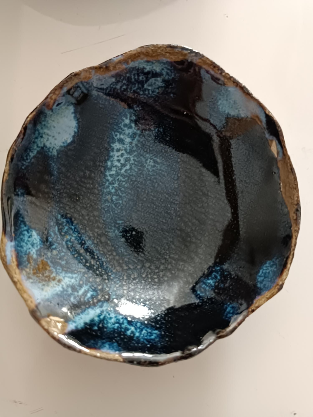 Bol pincé bleu  temmoku 