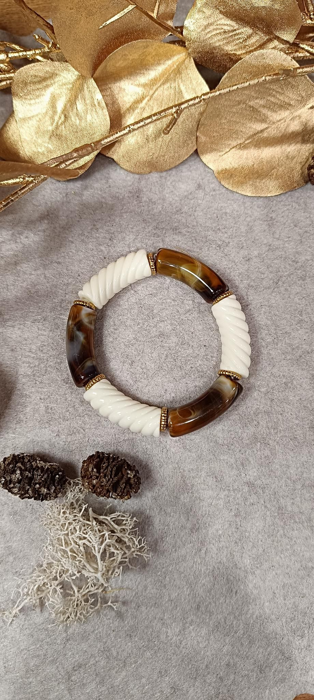 Bracelet perles café au lait