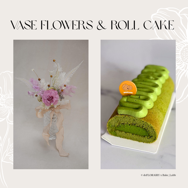 Rose: Lavender Drift Flower in Vase &amp; Roll Cake | Direct Home Delivery | 4 Days in Advance