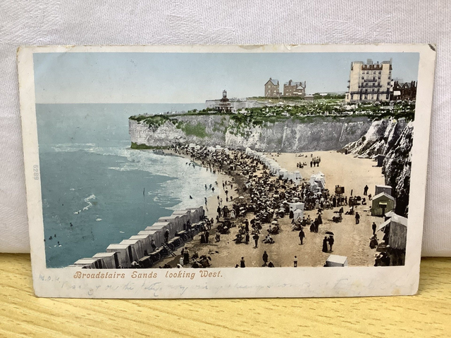 Broadstairs Sands, Kent, looking West, Posted 1903 unbranded antique postcard. Our Ref No. R813 £2.25