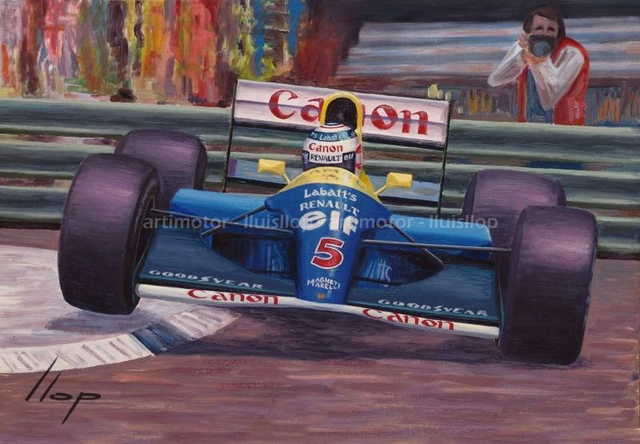 Artimotor Giclée 48x33 (numerada) - 1992 Nigel Mansell F1 Williams FW14 - GP Mónaco