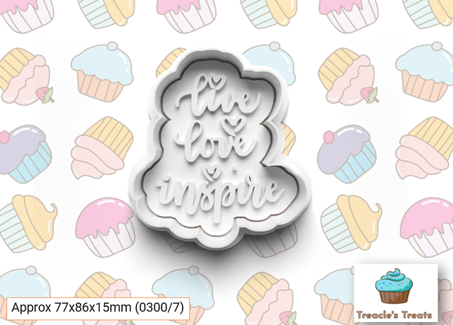 Live, Love, Inspire Fondant/cookie stamp with cutter 