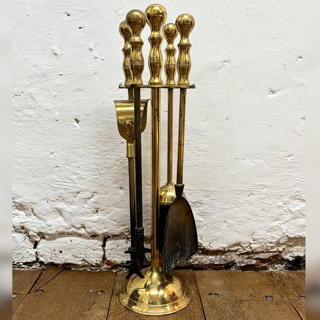 A 20th Century Brass Fireside Companion Set