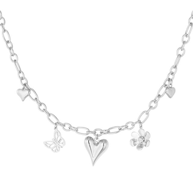 Ketting bedels natural love zilver