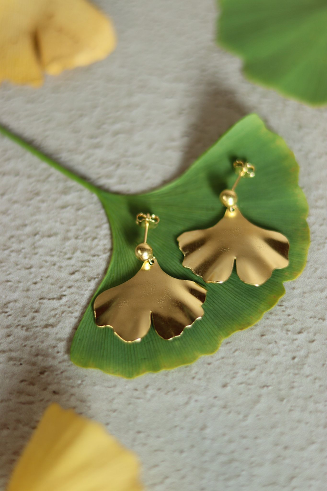 Boucles d'oreilles Biloba Billes or