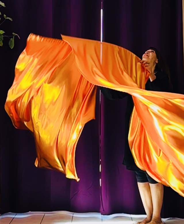 Bannières Métallisées les 2 Orange vif 140x140cm bords arrondis + tiges souples 