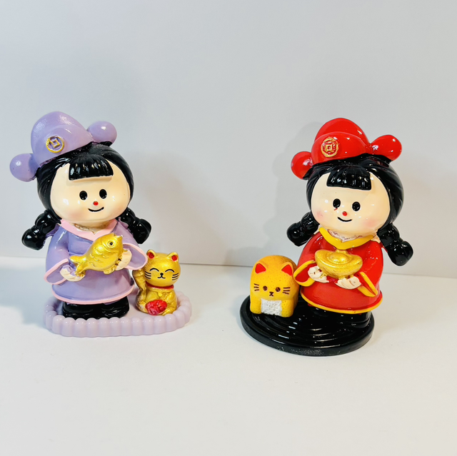 Oriental Girl &amp; her cat ornaments 2 designs 