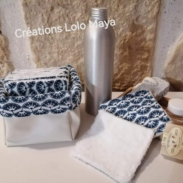 Carrés démaquillants polaire et panière assortie