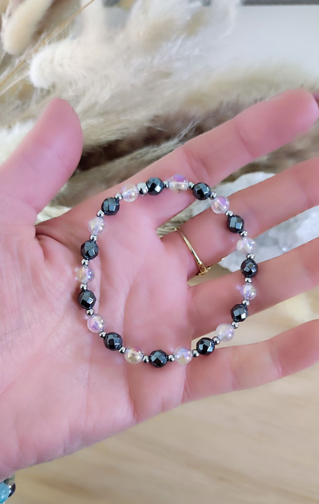 Bracelet "Confiance en soi" Hématite facettée