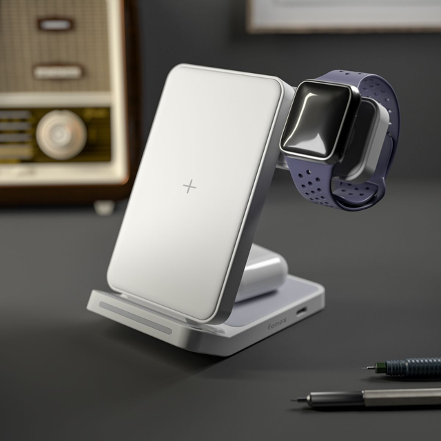 Caricatore wireless 3 in 1 dock station | Bianco