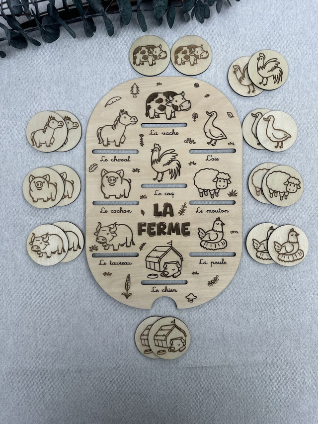 Plaque d&#039;activité compatible avec les bac IKEA Trofast - Thème ferme