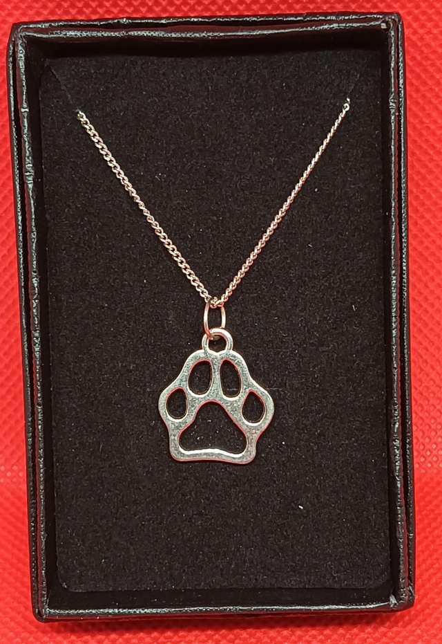 Tibetan Silver Paw Print Pendant Necklace 