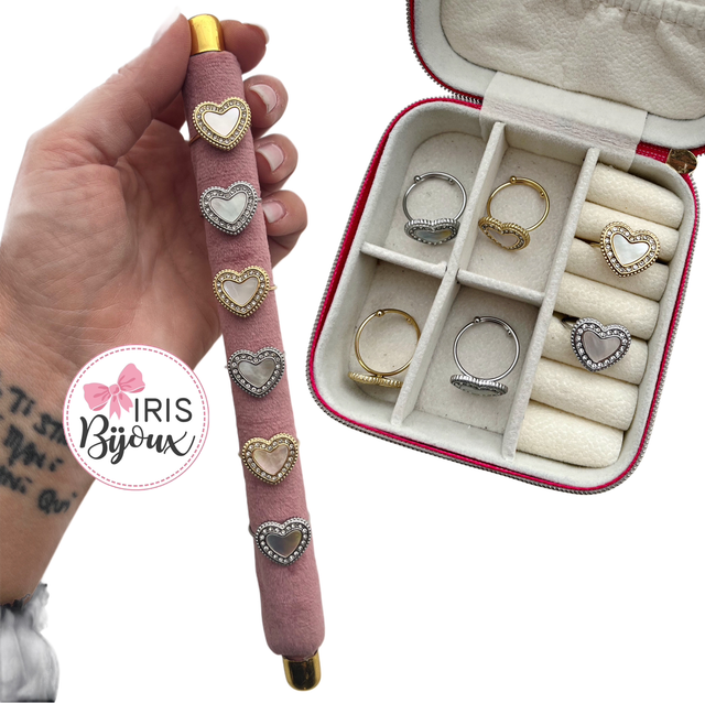 Anello cuore perlato con zirconi 