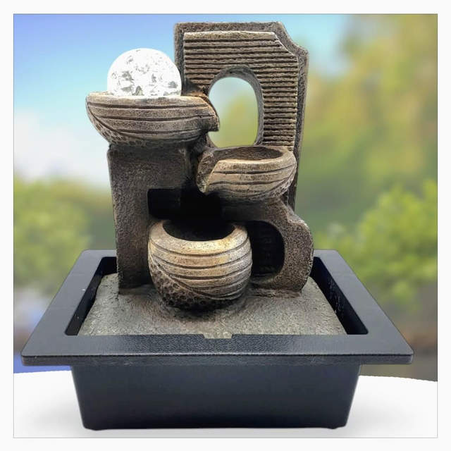 "Arche et pots" - Fontaine en résine 29 cm 