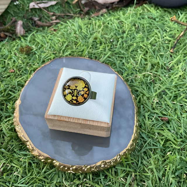 Adjustable glass dome ring. Colourful design. Handmade.