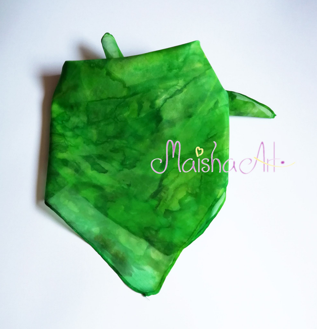 Unikatna, Ročno poslikana Svilena Ruta, Zelena Drevesa