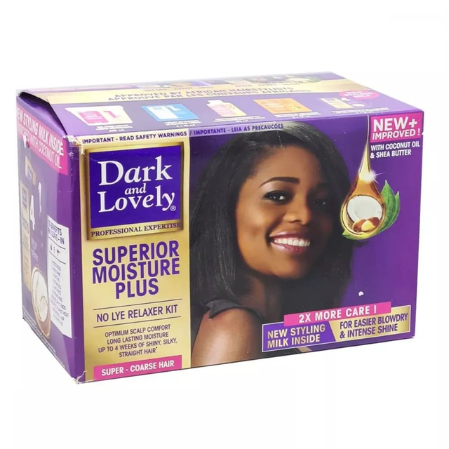 Dark And Lovely Superior Moisture Plus No Lye Relaxer Kit Super-Coarse Hair
