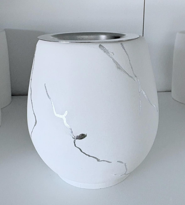Made-To-Order Silver Leaf Handmade Stone Tealight Burner