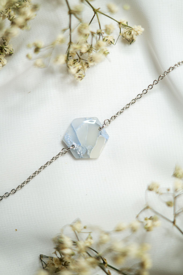 Coloris glace - Bracelet hexagone en polymère