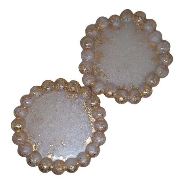 Ensemble de 3 plateaux design- Collection galets nacre doré