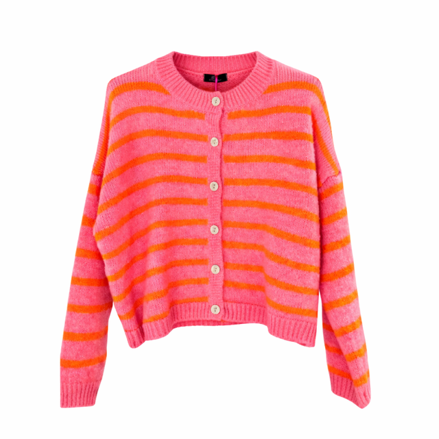 New! Vest gestreept roze/oranje