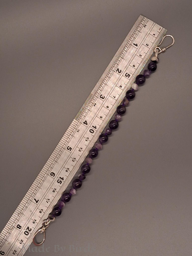Hand-Knotted Amethyst & Sterling Silver Artisan Bracelet