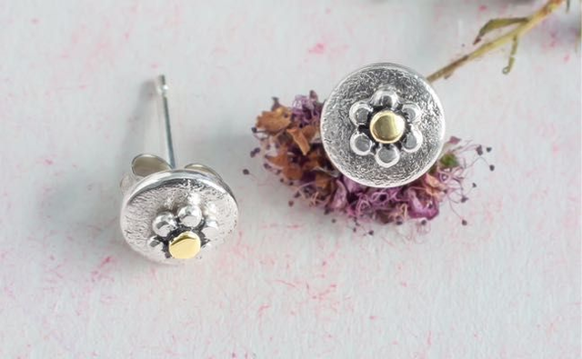 Pendientes margarita en Plata 925 y Oro