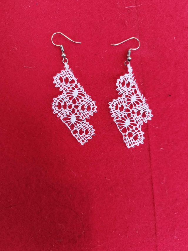 Boucles d&#039;oreilles de style dentelle blanc 
