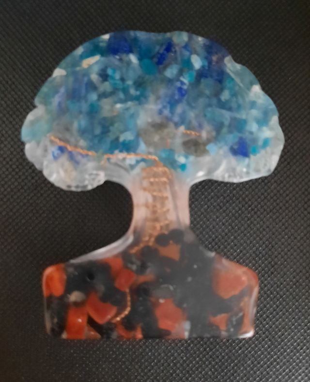 Arbre décoration Apatite bleue / Jaspe rouge / Lapis Lazuli / Tourmaline noire / Sélénite