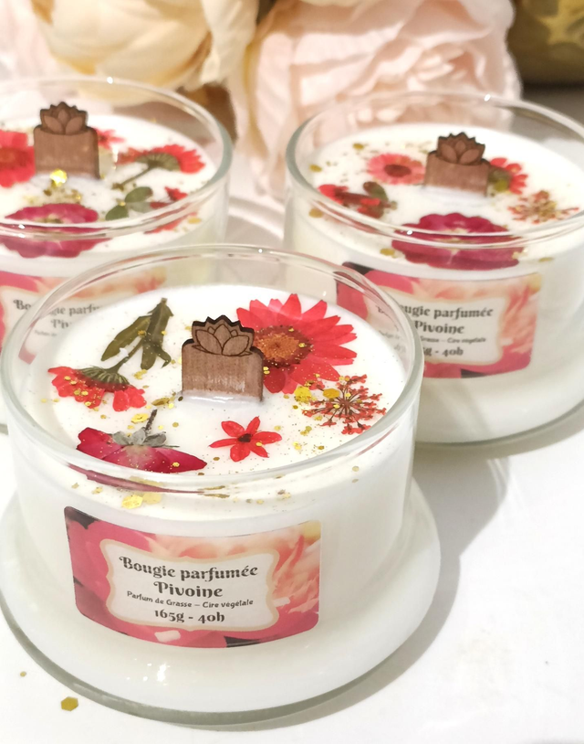 Bougie cloche pivoine