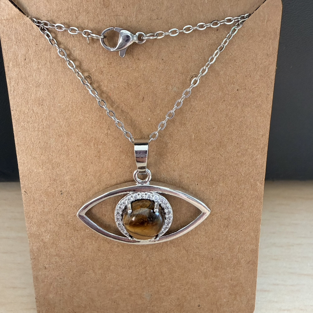 20” Stainless Steel Tiger’s Eye necklace 