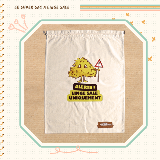 Sac à linge sale blanc crème - Alerte linge sale uniquement